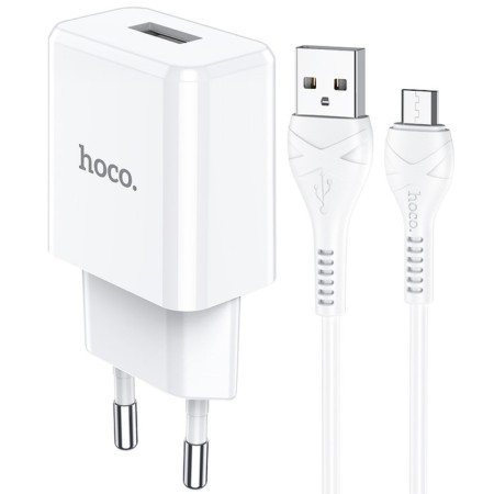 Nice charger Hoco N9, USB - 2.1 A, MicroUSB 1 m cable, white-1