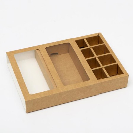 Box for 8 sweets + chocolate, with a window, craft, 17 x 5 x 17.5 x 3.7 cm-1