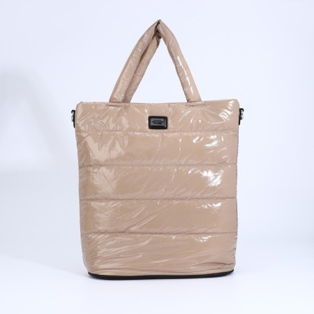 Luggage bag, external pocket, long belt, beige color