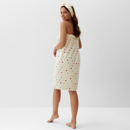 Set for a bathhouse and bathroom Ethel "Confetti", a towel- Pareo 75*120 cm+bandage-4