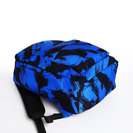 School backpack from textiles on lightning, 3 pockets, blue color-4