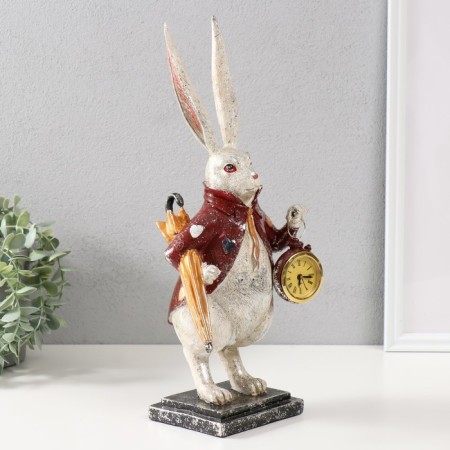 Polystone souvenir with a clock "Hare with an umbrella" 14x12x38.5 cm-1