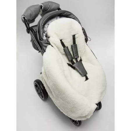 Winter fur envelope for a boy, height 105 cm, color gray color-4