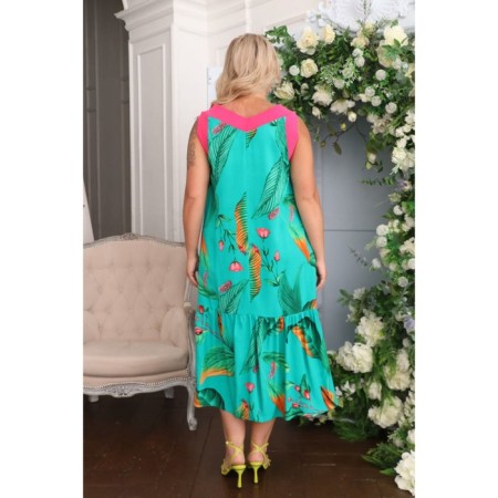 Sarafan female, size 52, turquoise color-10