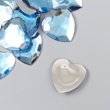 Decor for creativity plastic "Rhinestones heart. Light blue" set of 30 pcs 2.5x2.5 cm-1