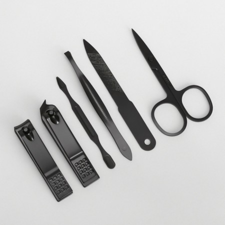Manicure set, 6 items, in case, black/red color-2
