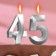 Candle in the cake jubilee "line" (set 2 in 1), number 45 /54, silver metallic, 6.5 cm