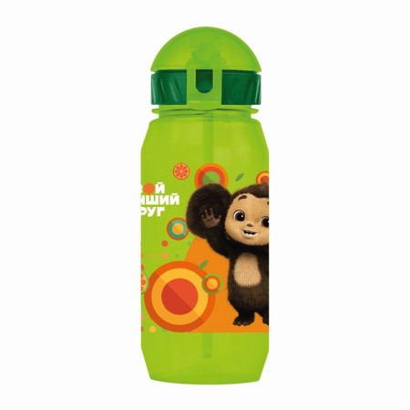 Baby bottle with silicone tube "Cheburashka", 400 ml., With a lace, color and drawing mix-9