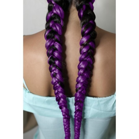 Zumba Kanecalon is monophonic, corrugated, 60 cm, 100 g, purple color (#ay35)-5