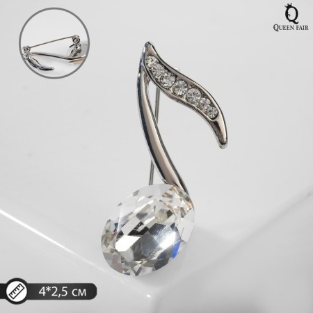 Brooch "Note" from the symphony, the color is white in silver