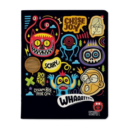 Notebook A5 (165 x 203 mm), 48 sheets in a cage on a clip of Crazy Monsters, covered cardboard, matte lamination, block 60 g/m2, mix-4