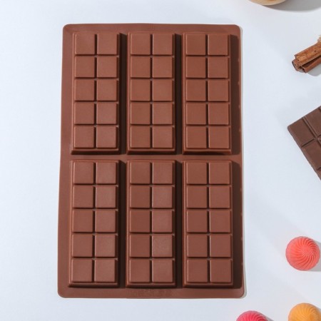Chocolate shape "Tiles. Small slices ”, silicone, 26 × 17 × 1 cm, 6 cells, color mix