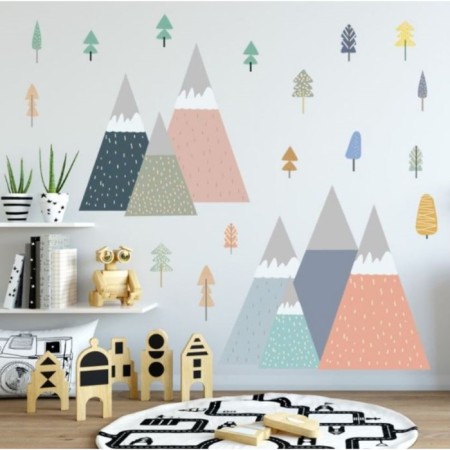 Sticker Plastic Interior Color "Mountains and Trees" set 2 sheets 36x60 cm