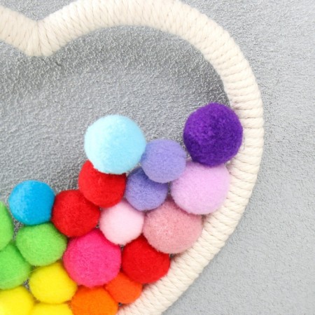 Panel wall textile "heart with pompom" 17x17 cm-1