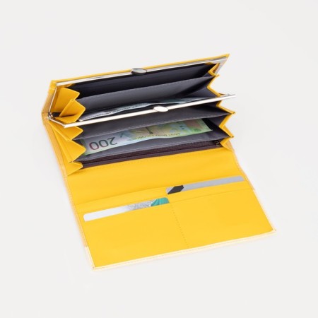 Women's wallet on magnets, yellow color-3