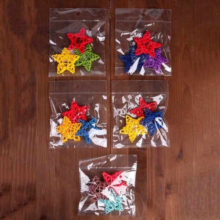 Decor for creativity from the vine "Star" set of 3 pcs., Size 1 pc. - 6.5 cm, color mix-3
