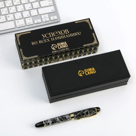 Gift handle in a case to the leatherette "Good luck in everything!", Blue pasta 1.0 mm-5