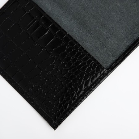 Passport cover, 5 pockets for cards, crocodile, black color-3