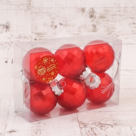 Set of balls plastic D-6 cm, 6 pcs "Diodorus Disco" red-1