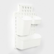 The storage basket suspended with containers, 29 × 9.5 × 38 cm, white color