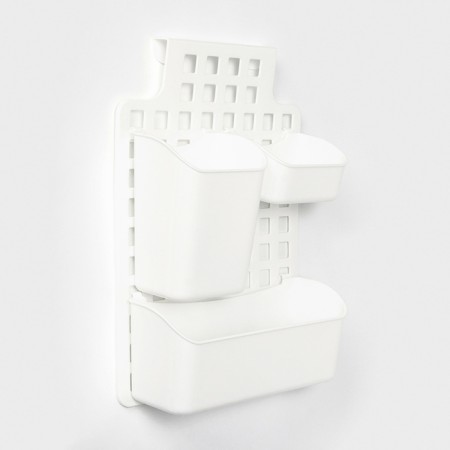 The storage basket suspended with containers, 29 × 9.5 × 38 cm, white color