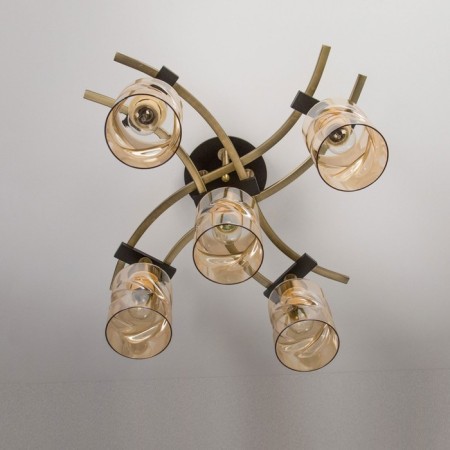 Ceiling chandelier Citilux "Merida" CL142154, 60x60x38 cm, 5x75W, E27, brown color-3