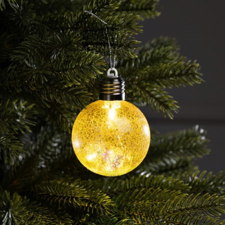 Christmas ball "Ice pattern", d = 8 cm, 1 LED, LR44X3 (in the set), glow warm white