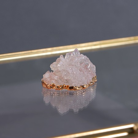 Organizer for storage "Crystal", with a lid, glass, 1 section, 25 × 18.3 × 11 cm, the color is transparent/copper/pink-7