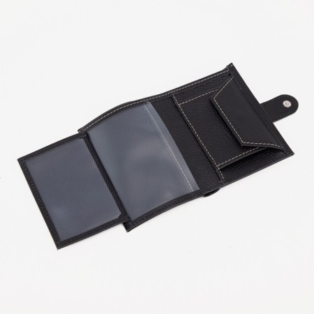 Male purse on a button, document for documents, black color-3