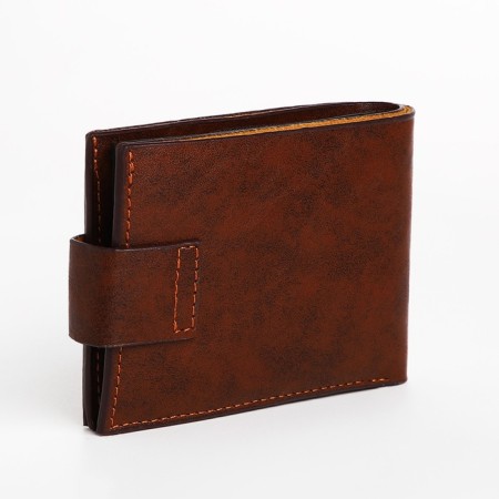Male purse on a magnet, department for bills, for maps, for coins, brown color-1