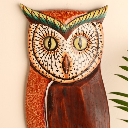 Wall panel "owl on a branch" 48x20x2.5 cm-1