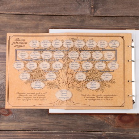 The genealogy photo book "Pedigree Book" with a wooden element, 27.5 x 25 cm.-12