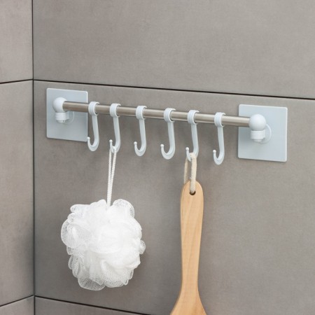 Velcro towel holder, 6 movable hooks 36 × 6.5 × 2 cm, color mix-3