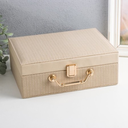 Casket to the leatherette for jewelry "Case. Texture" beige 24x17.5x9.5 cm