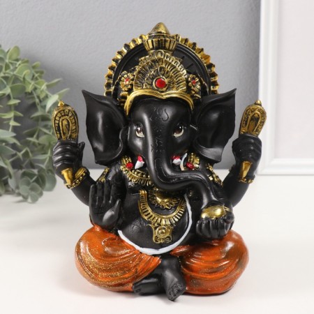 Polystone souvenir "Ganesha Black, in orange trousers" 12x17.5x21 cm
