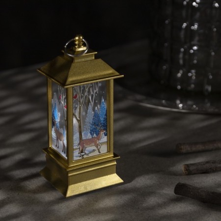LED figure "Lantern with a deer" 5.5 × 13 × 5.5 cm, plastic, batteries AG13x3, glow warm white-1