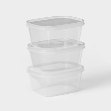 A set of food shares, 3 pcs, 500 ml, rectangular, transparent