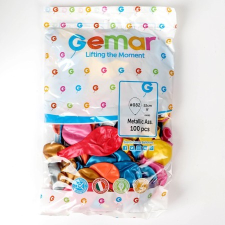 Latex ball 9 ", metallic, set 100 pcs., Mix color-1