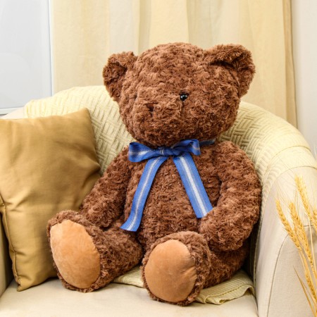Soft toy "Bear" curly, 70 cm, brown color-3