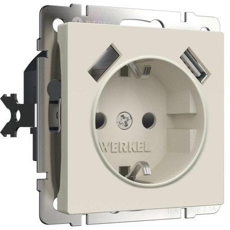 Grounding socket with ground, curtains and USBX2 (Aivori Matte) W1171562