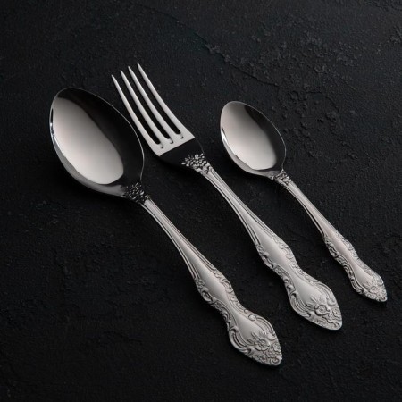 A set of cutlery "Troika", 36 items, thickness 2 mm, decorative box, silver color