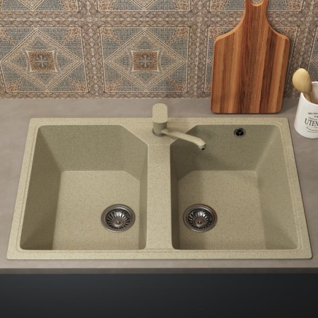 Uperwood Econ UPD-402 kitchen washing, oval, color 002 Beige matte-3