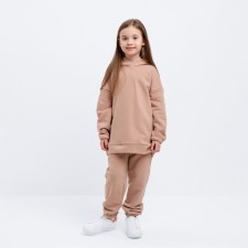 Children's costume (hoodies, trousers) minku beige color, height 104 cm