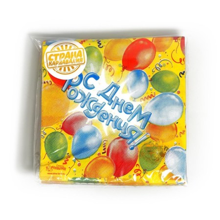 Paper napkins “Happy birthday!”, 12.5x12.5 cm, balls, 20 pcs.-4