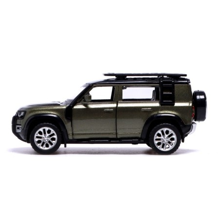 Metal machine Land Rover Defender 110, 1:43, inertia, doors open, green color-1