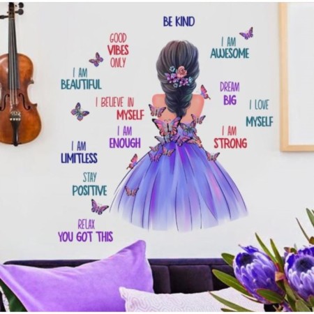 Sticker Plastic Interior color "Girl in lilac with butterflies" 30x80 cm