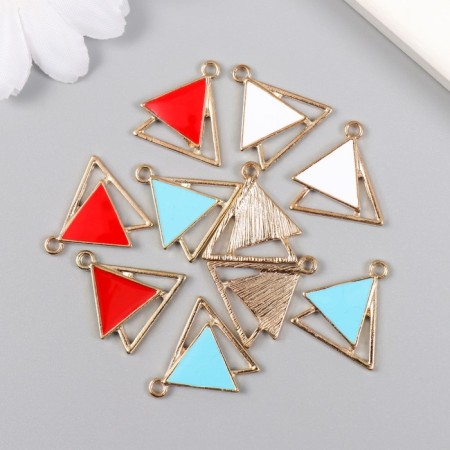 Decor for creativity metal, enamel "Double triangle" 1.8x2 cm