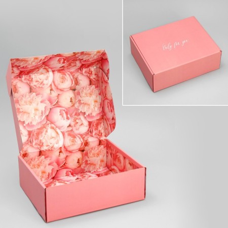 Gift folding box, packaging, "delicate peonies", 27 x 21 x 9 cm-1