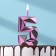 Candle for Cake "Almaz", number "5", purple metallic