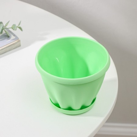 Pot for flowers with the Podon "Noble", 450 ml, d = 11 cm, green color-2